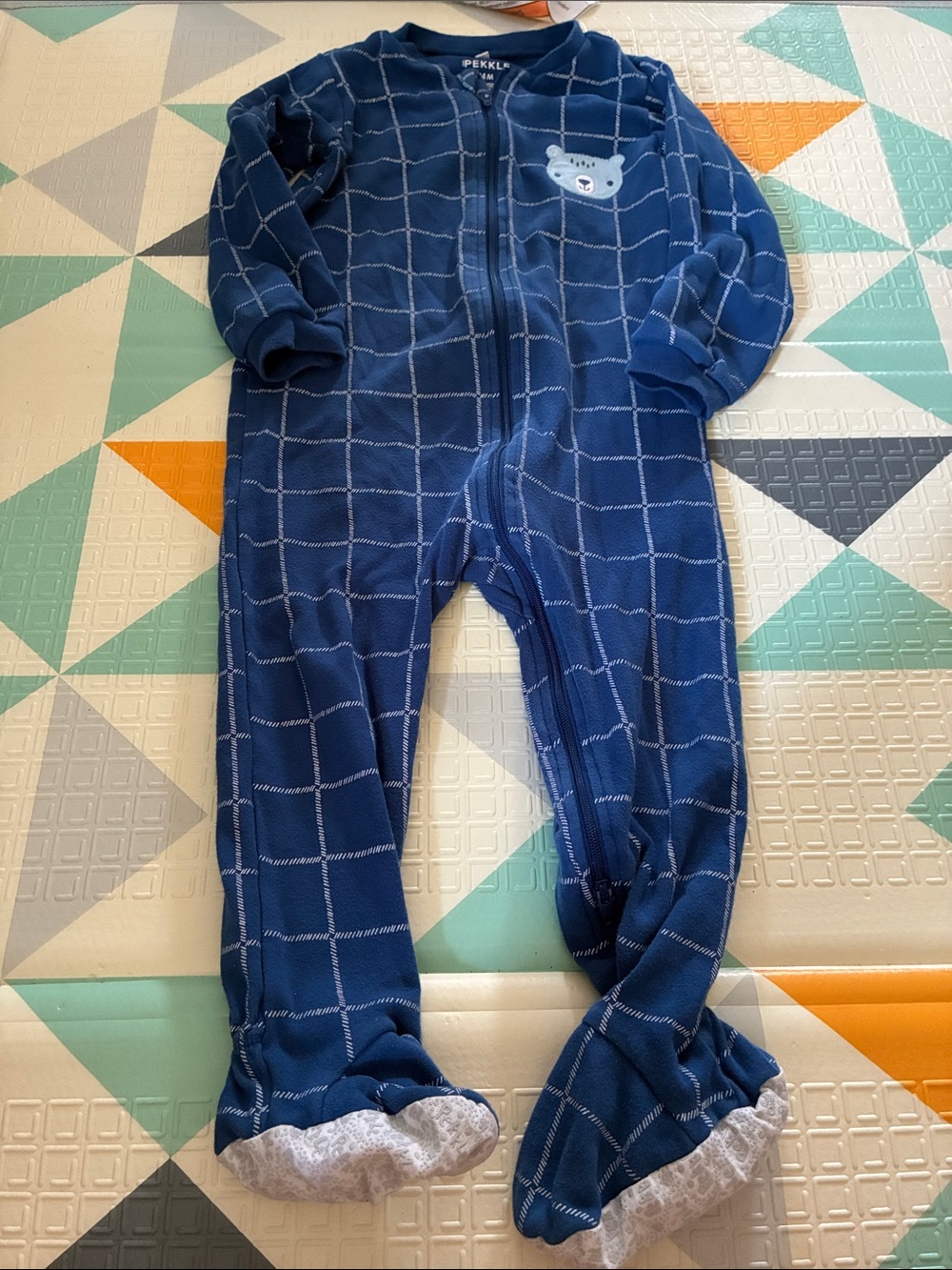 20/25$ 🧸 Navy Grid Baby One-Piece Footed Pajamas